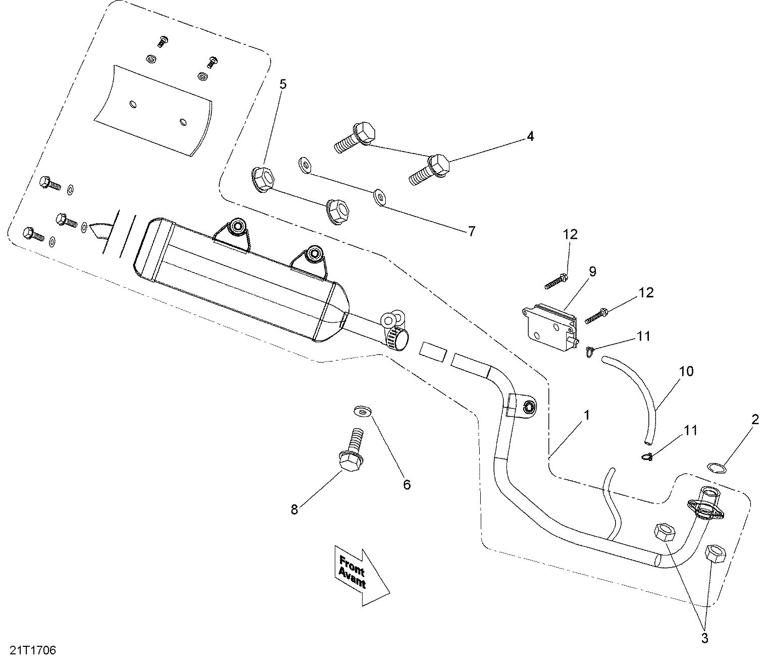 An Image of a Genuine Can-Am Parts Schematic Diagram showing the schematic - EXHAUST SYSTEM