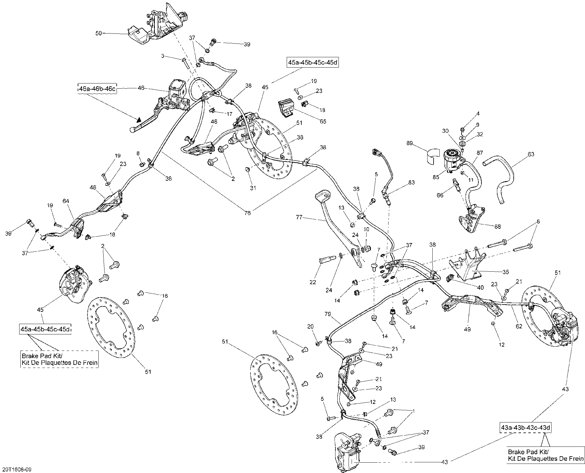 An Image of a Genuine Can-Am Parts Schematic Diagram showing the schematic - HYDRAULIC BRAKES