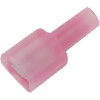 A close-up of a Namz Quick Disconnects 18-22 gauge wire male connector, designed for secure insulated wire connections.