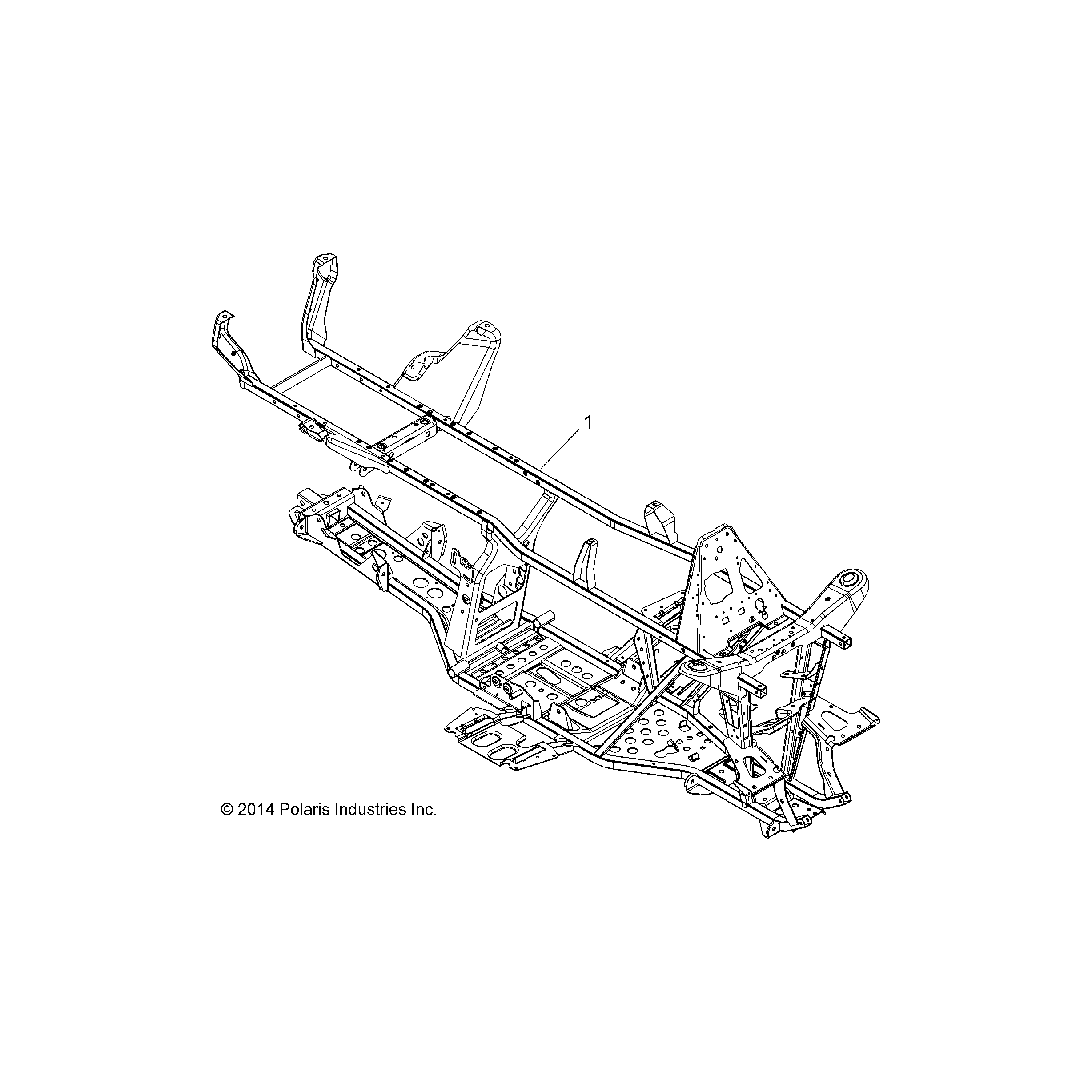 An Image of a Genuine Polaris Parts Schematic Diagram showing the schematic - CHASSIS: FRAME - 2016 POLARIS SPORTSMAN TOURING 570 EFI/EPS
