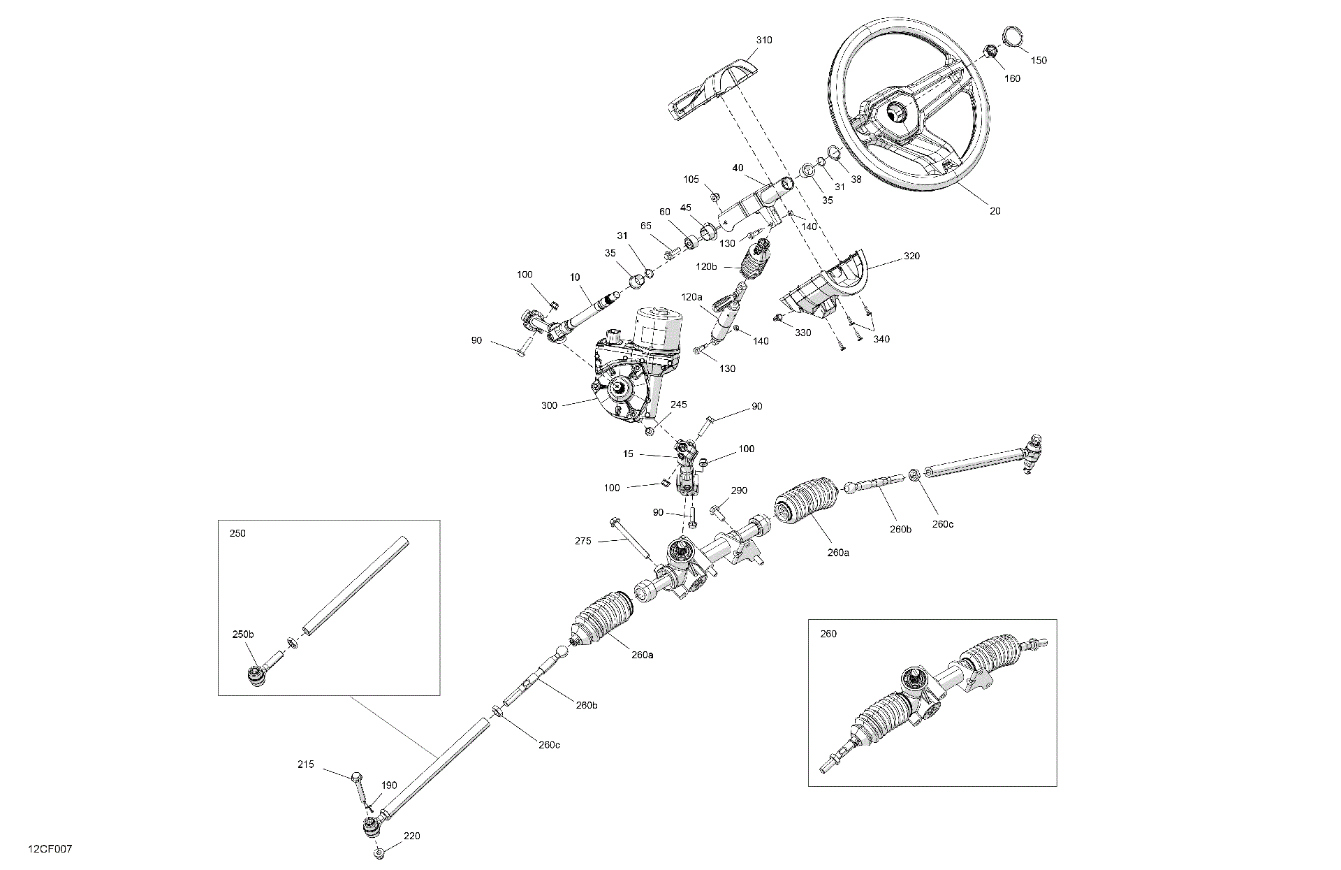 An Image of a Genuine Can-Am Parts Schematic Diagram showing the schematic - MECHANIC - STEERING