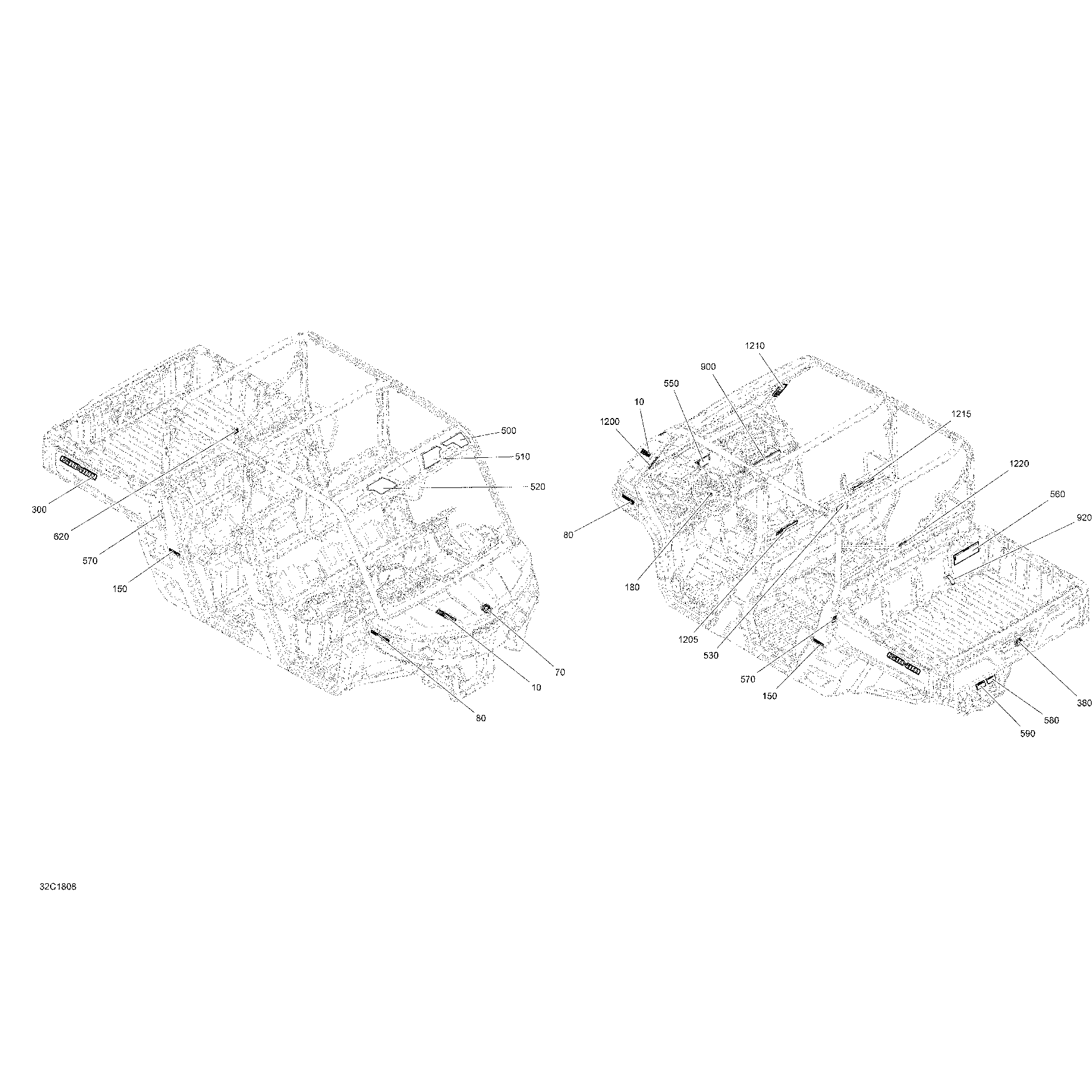 An Image of a Genuine Can-Am Parts Schematic Diagram showing the schematic - DECALS DEFENDER MAX HD8 - PACKAGE BASE