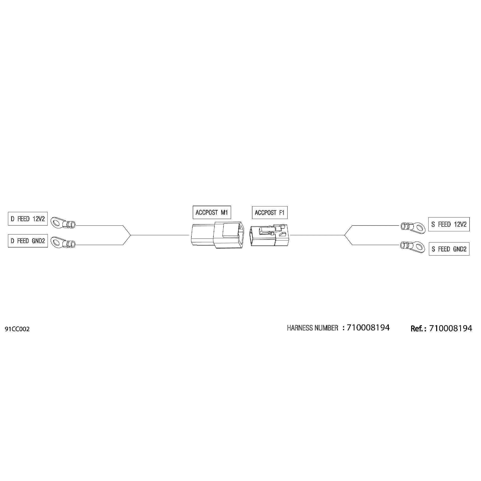 An Image of a Genuine Can-Am Parts Schematic Diagram showing the schematic - ELECTRIC - ROOF HARNESS - 710008194