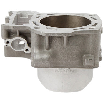 The Kawasaki Standard Cylinder 85.00 mm Rear by Hot Rods is a bolt-on, US-made metal engine cylinder with a machined open bore, smooth gray Nickel Silicon Carbide plating, and multiple mounting points for motorcycles.