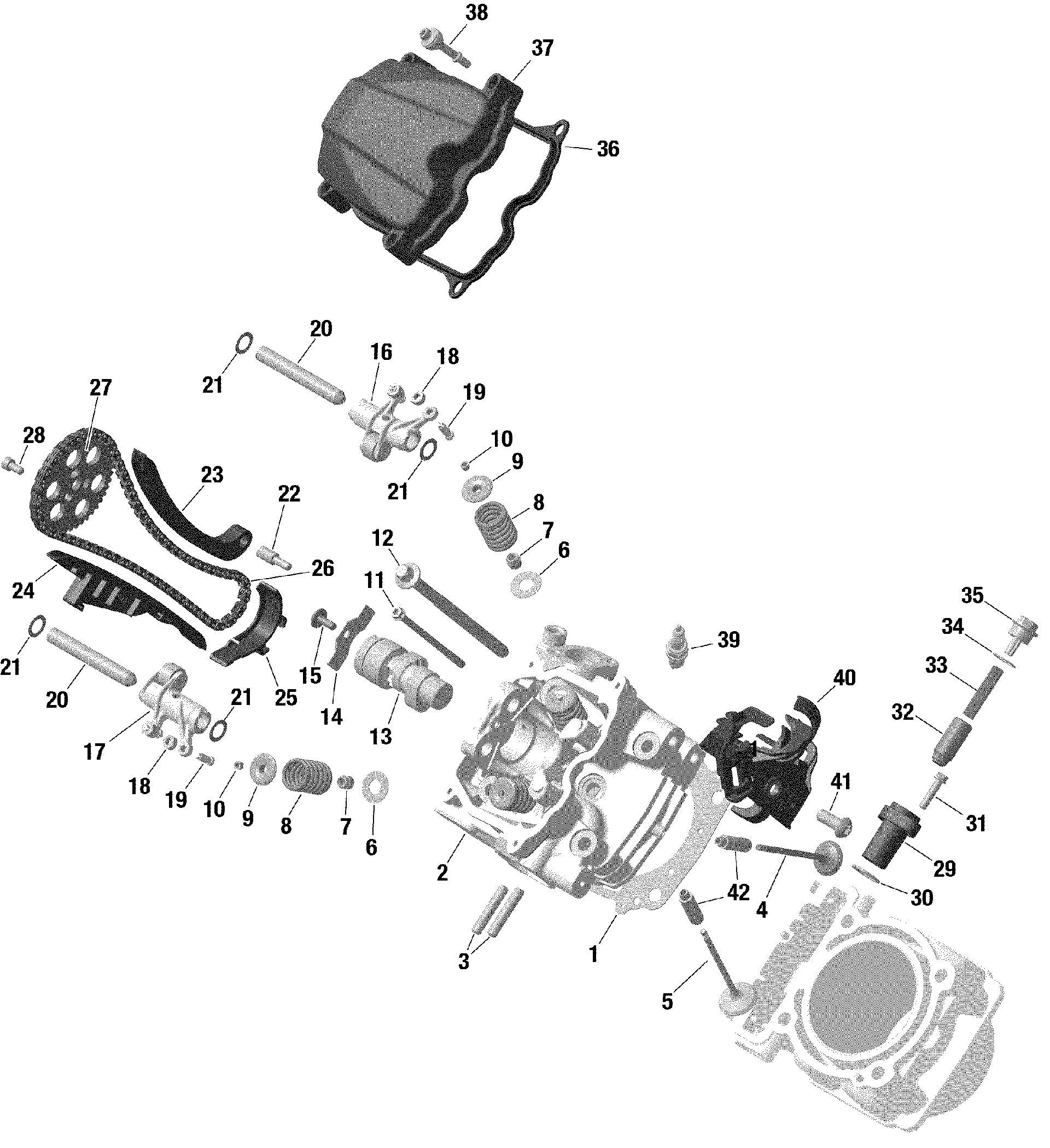 An Image of a Genuine Can-Am Parts Schematic Diagram showing the schematic - ROTAX - FRONT CYLINDER HEAD