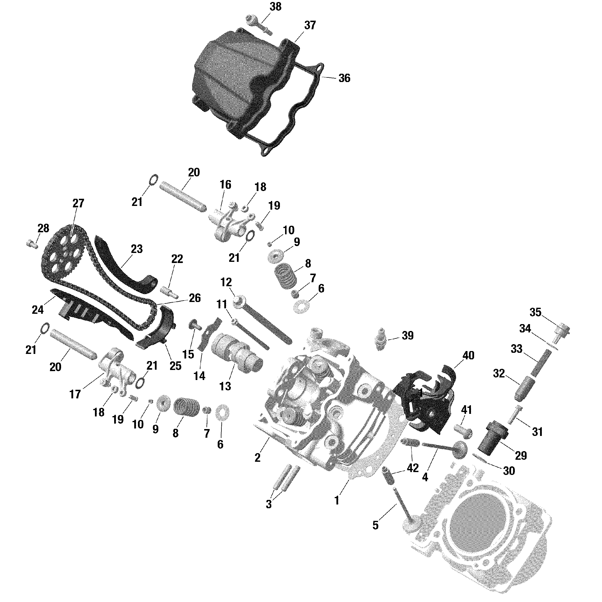 An Image of a Genuine Can-Am Parts Schematic Diagram showing the schematic - ROTAX - FRONT CYLINDER HEAD