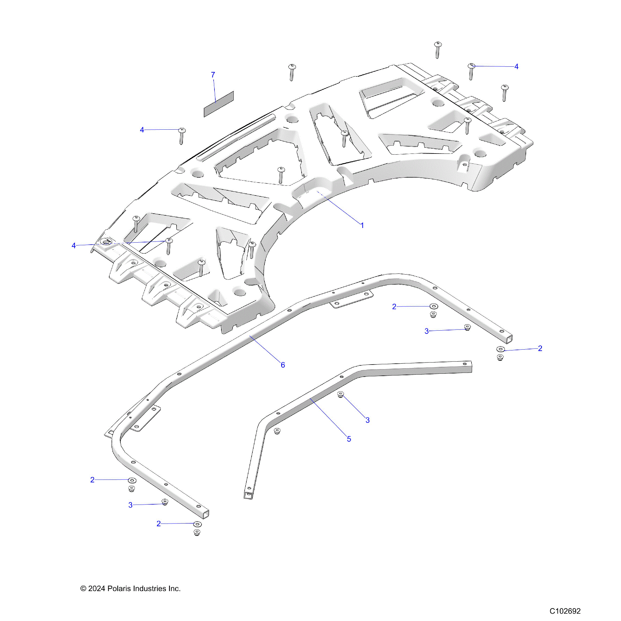An Image of a Genuine Polaris Parts Schematic Diagram showing the schematic - BODY: REAR RACK - 2025 POLARIS SPORTSMAN XP 1000 MUD