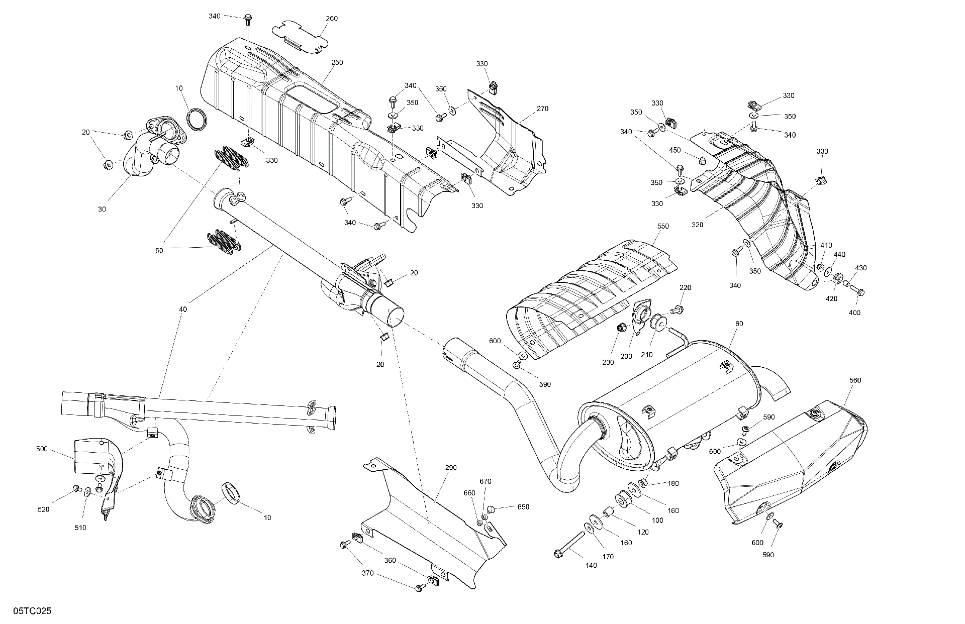 An Image of a Genuine Can-Am Parts Schematic Diagram showing the schematic - ENGINE - EXHAUST