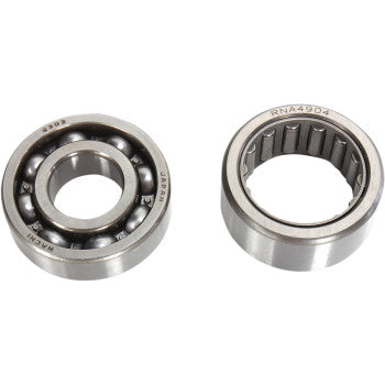 The Yamaha Counter Balancer Bearing Kit by Hot Rods includes a ball bearing and a needle roller bearing, shown side by side on a white background, both ideal for use as counter balancer bearings in 4-stroke engines.
