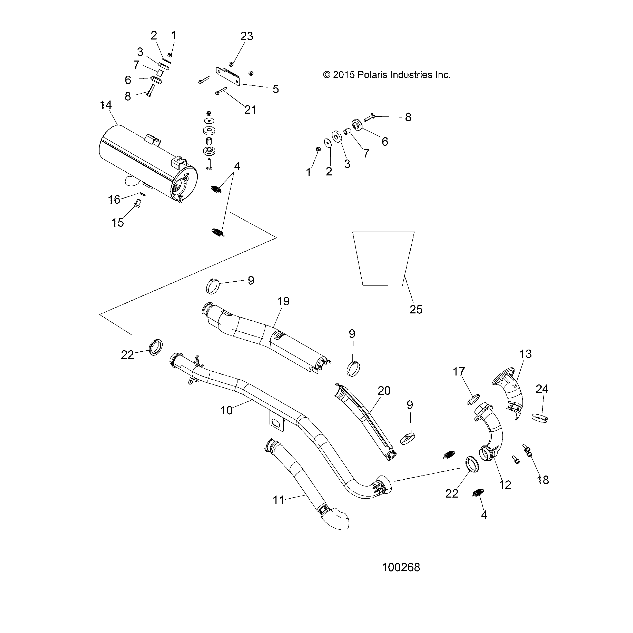 An Image of a Genuine Polaris Parts Schematic Diagram showing the schematic - ENGINE: EXHAUST - 2016 POLARIS SPORTSMAN 450 HO