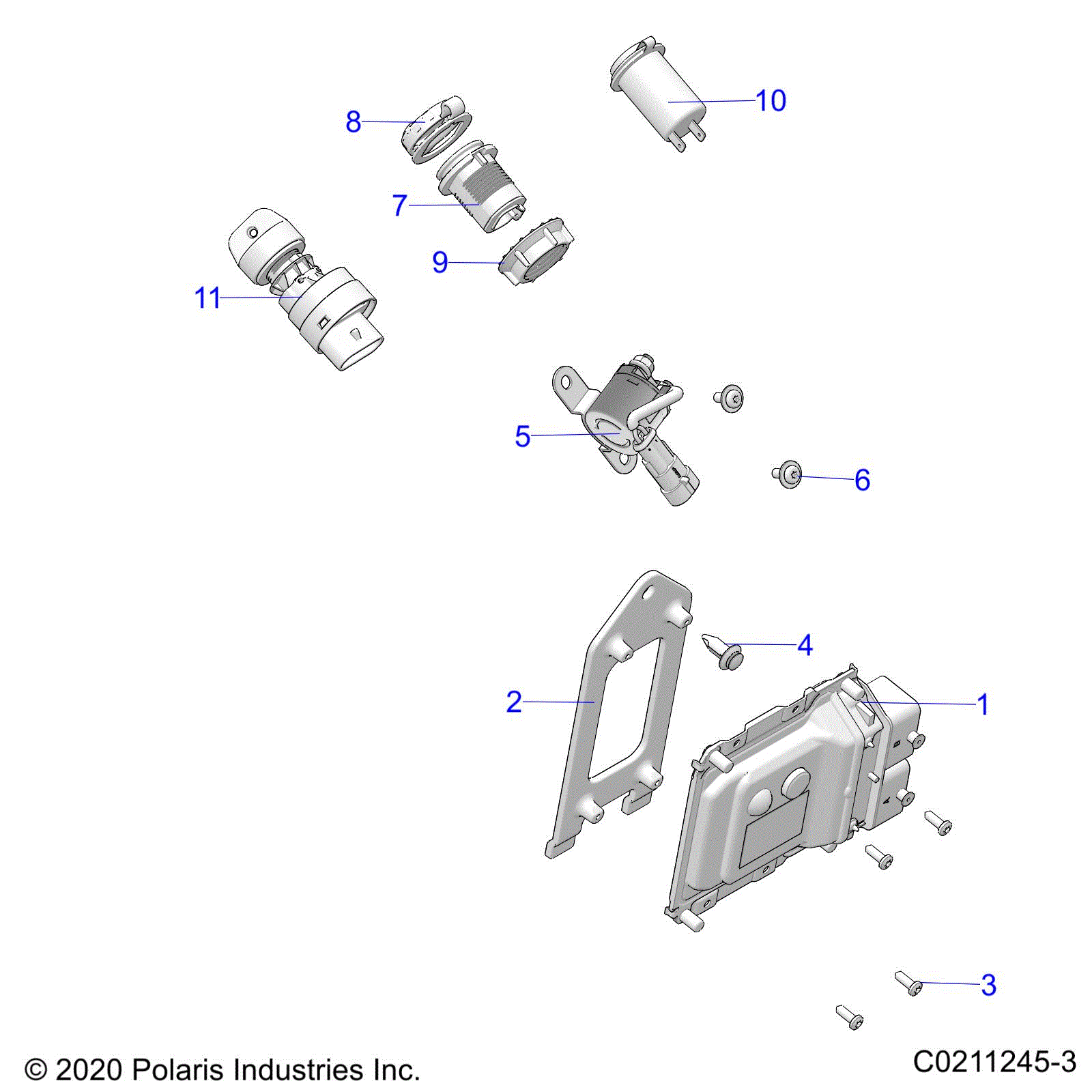 An Image of a Genuine Polaris Parts Schematic Diagram showing the schematic - ELECTRICAL: SWITCHES SENSORS and ECM - 2021 POLARIS SPORTSMAN 450 HO UTILITY