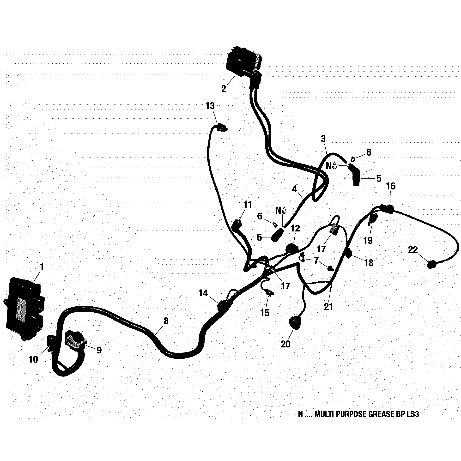 An Image of a Genuine Can-Am Parts Schematic Diagram showing the schematic - ENGINE HARNESS AND ELECTRONIC MODULE
