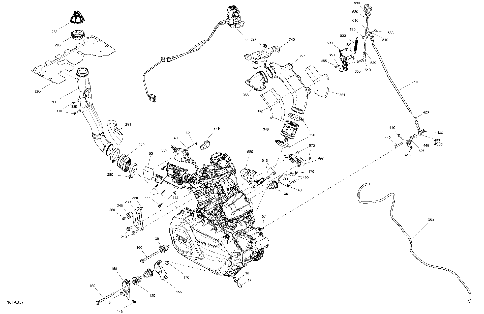 An Image of a Genuine Can-Am Parts Schematic Diagram showing the schematic - ENGINE - SYSTEM