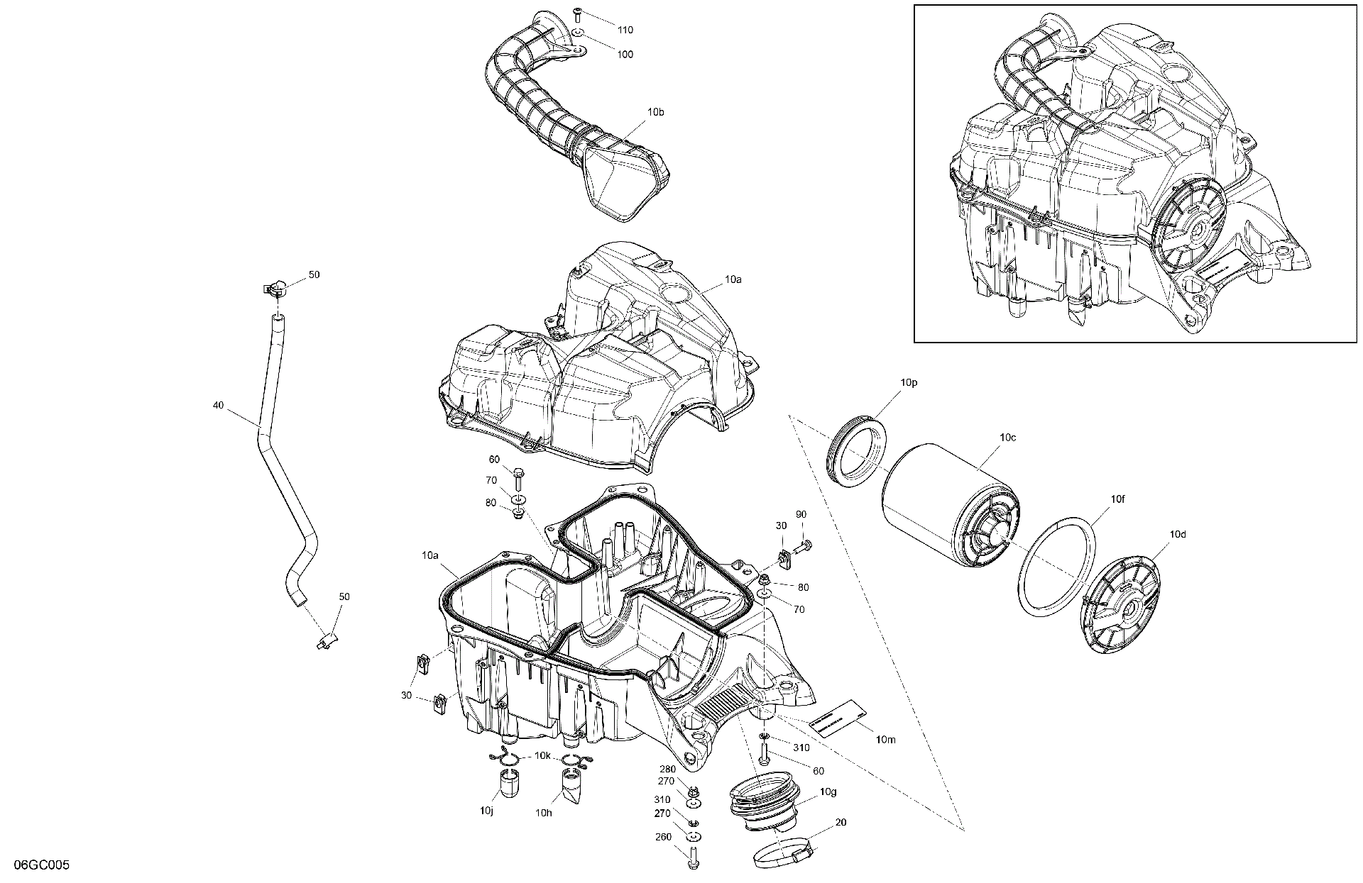 An Image of a Genuine Can-Am Parts Schematic Diagram showing the schematic - ENGINE - AIR INTAKE