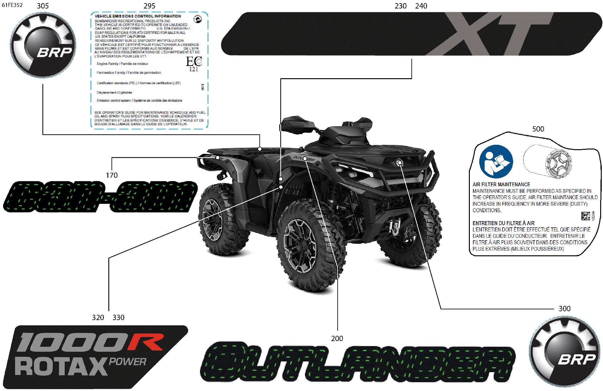 An Image of a Genuine Can-Am Parts Schematic Diagram showing the schematic - BODY - FEATURE DECALS