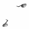 Chrome round motorcycle mirrors with angled black stems and threaded mounting ends.