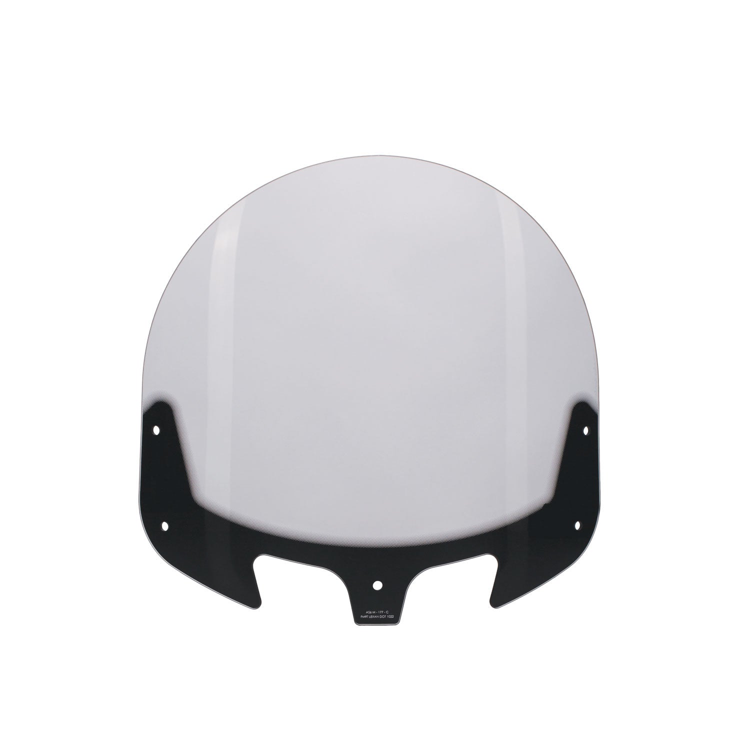 Clear mid-height motorcycle windshield with black mounting brackets at the bottom edges.