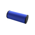Cylindrical blue pleated air filter with black end caps for Polaris vehicles.