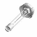 Transparent fuel gauge gas cap with gray plastic top and internal float mechanism.