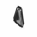 Black angular plastic clutch intake filter with vent openings and mounting holes.