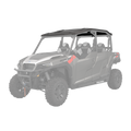Matte gray off-road UTV with four seats, rugged tires, and a black roof panel.