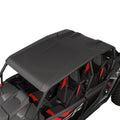 Black hard roof panel designed for Polaris RZR XP-4 1000 models with a smooth, matte finish and contoured edges.