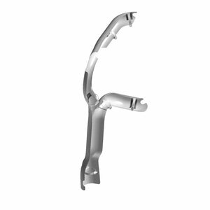 Black metal rear exhaust shield with curved, contoured design and mounting points.