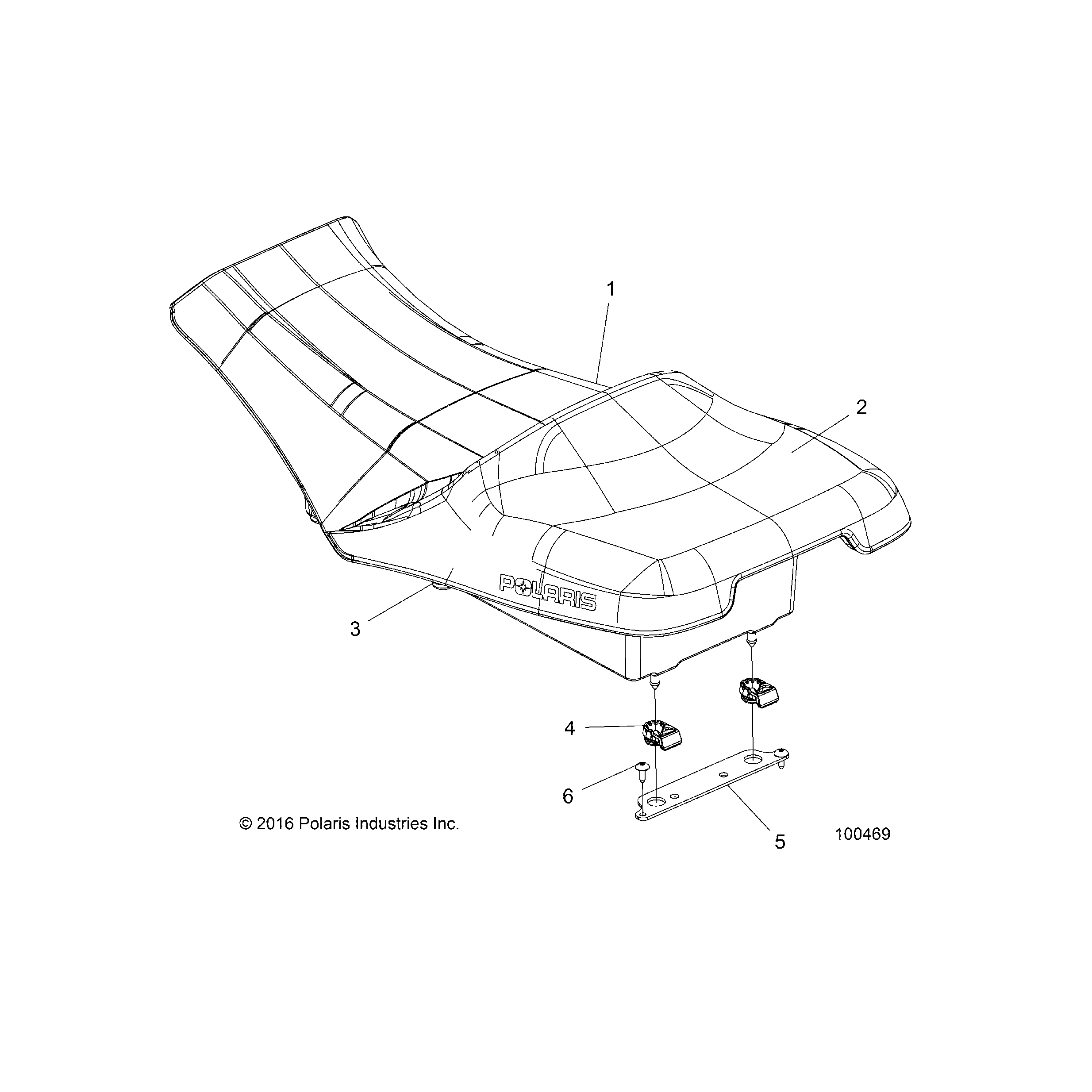 An Image of a Genuine Polaris Parts Schematic Diagram showing the schematic - BODY: SEAT - 2019 POLARIS SPORTSMAN 570 6X6