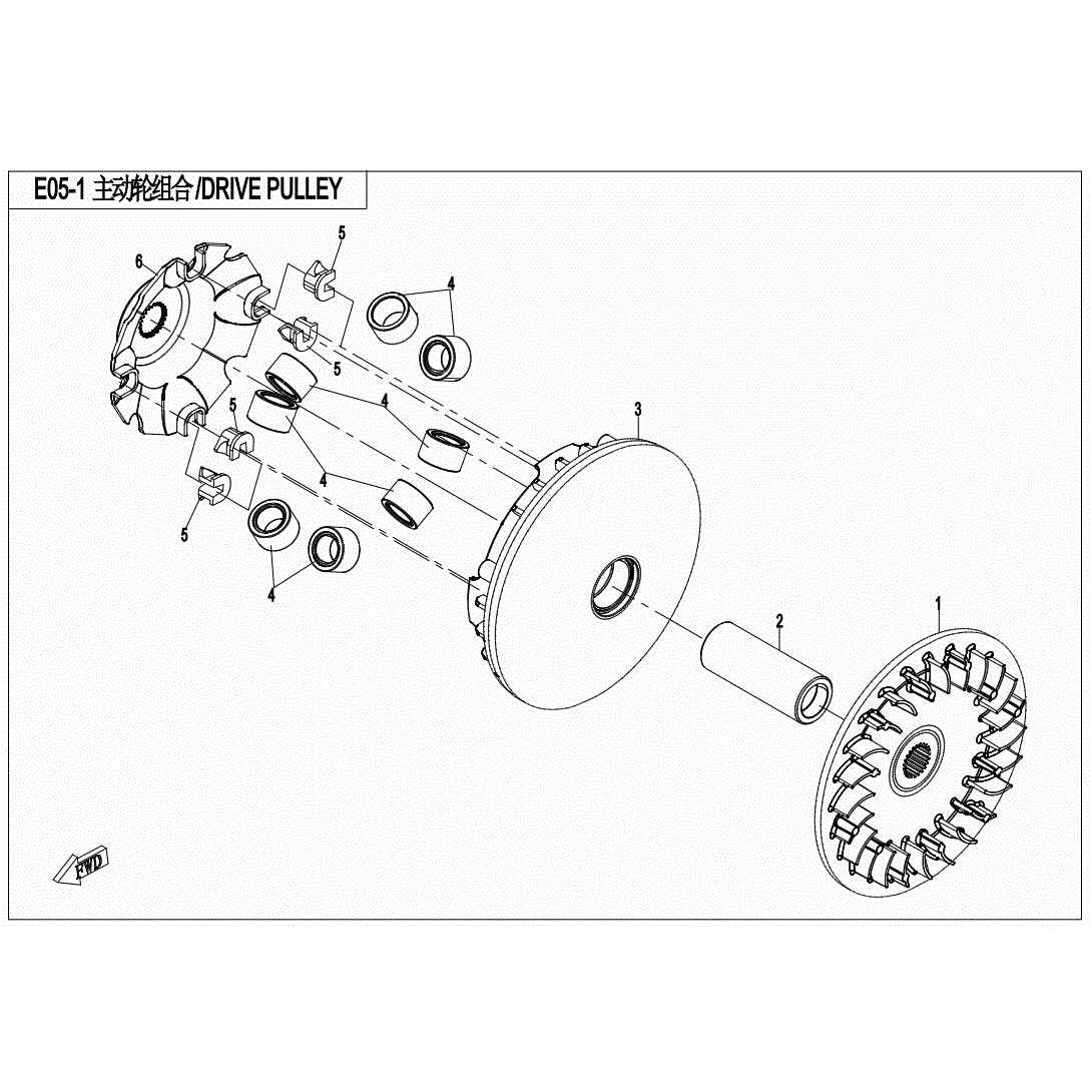 An Image of a Genuine CFMOTO Parts Schematic Diagram showing the schematic - DRIVE PULLEY - 2021 CFMOTO UFORCE 800