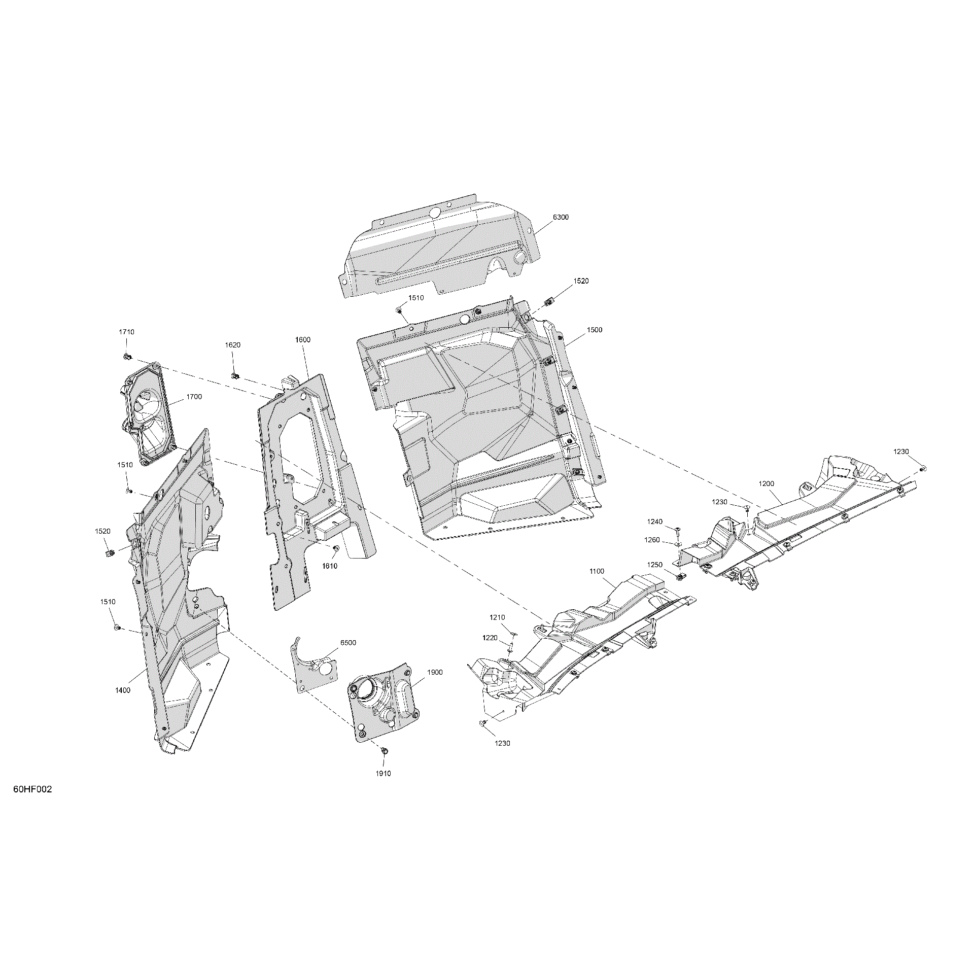An Image of a Genuine Can-Am Parts Schematic Diagram showing the schematic - CAB INTERIOR - FIREWALL