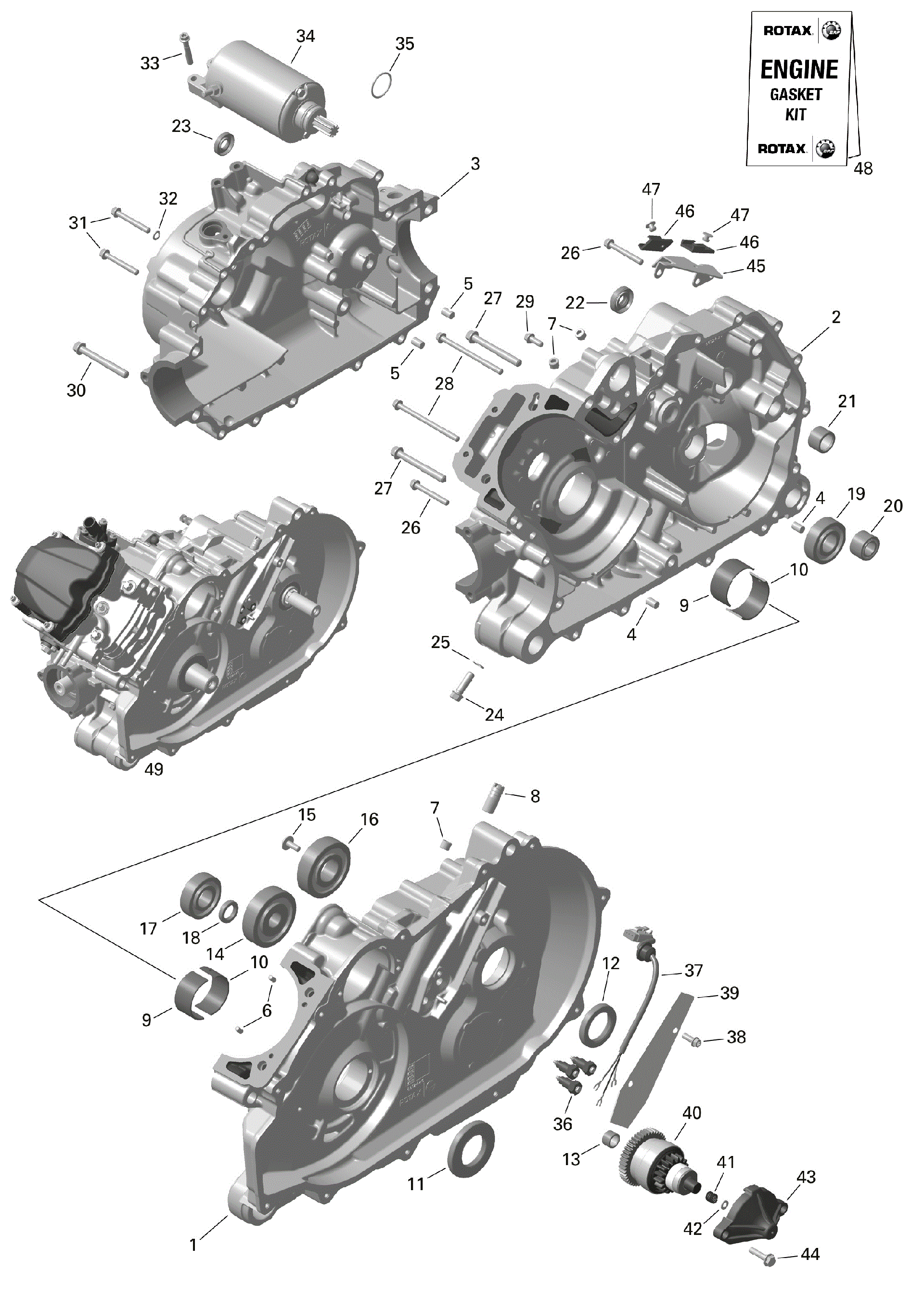 An Image of a Genuine Can-Am Parts Schematic Diagram showing the schematic - ROTAX - CRANKCASE