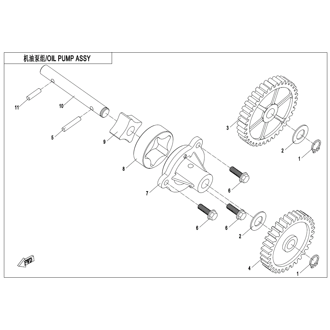An Image of a Genuine CFMOTO Parts Schematic Diagram showing the schematic - OIL PUMP ASSY - 2024 CFMOTO ZFORCE 950 Trail