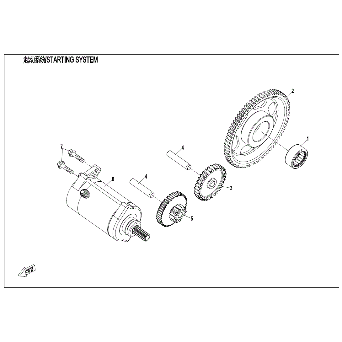 An Image of a genuine CFMOTO Parts Schematic Diagram showing the group - STARTING SYSTEM - 2024 CFMOTO CFORCE 1000