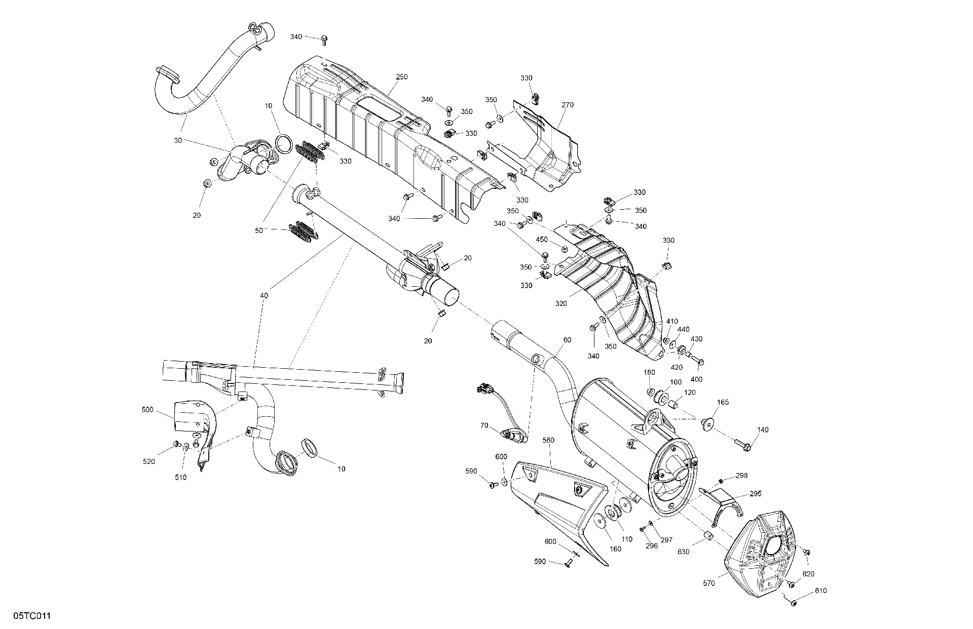 An Image of a Genuine Can-Am Parts Schematic Diagram showing the schematic - ENGINE - EXHAUST