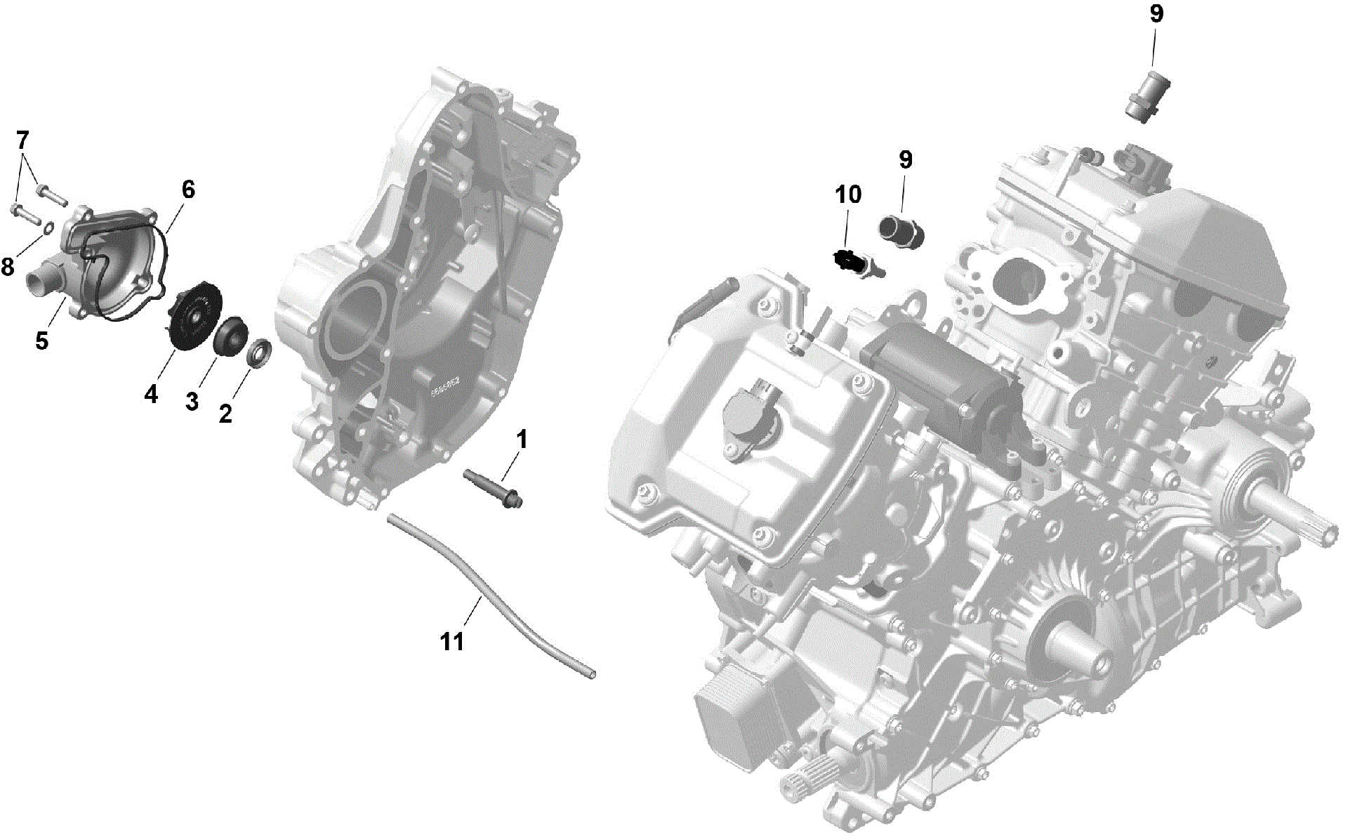 An Image of a Genuine Can-Am Parts Schematic Diagram showing the schematic - ROTAX - ENGINE COOLING