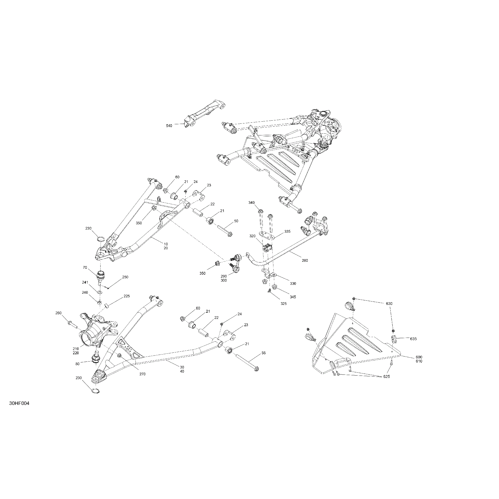 An Image of a Genuine Can-Am Parts Schematic Diagram showing the schematic - SUSPENSION - FRONT COMPONENTS