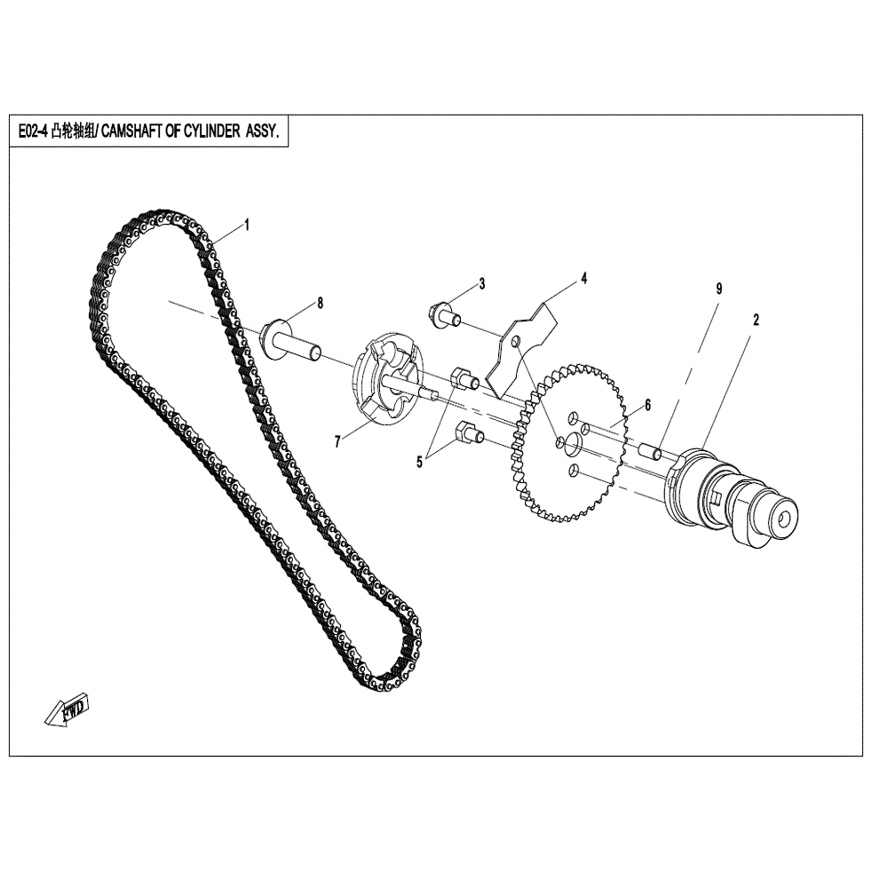 An Image of a genuine CFMOTO Parts Schematic Diagram showing the group - CAMSHAFT ASSY. - 2022 CFMOTO CFORCE 400