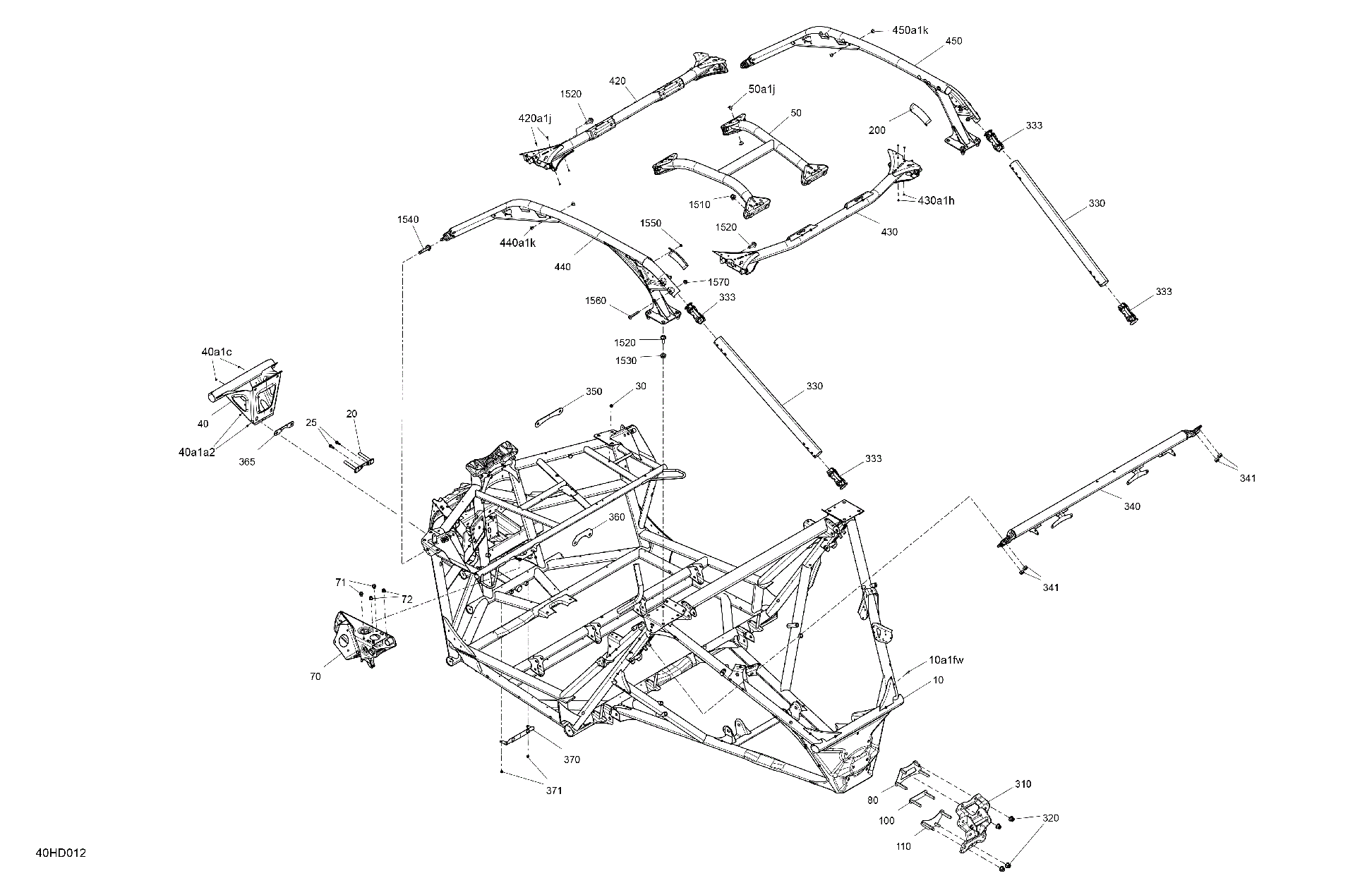 An Image of a Genuine Can-Am Parts Schematic Diagram showing the schematic - FRAME - SYSTEM