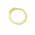 Gold-toned metal circlip with two holes for securing, circular shape with a small gap.