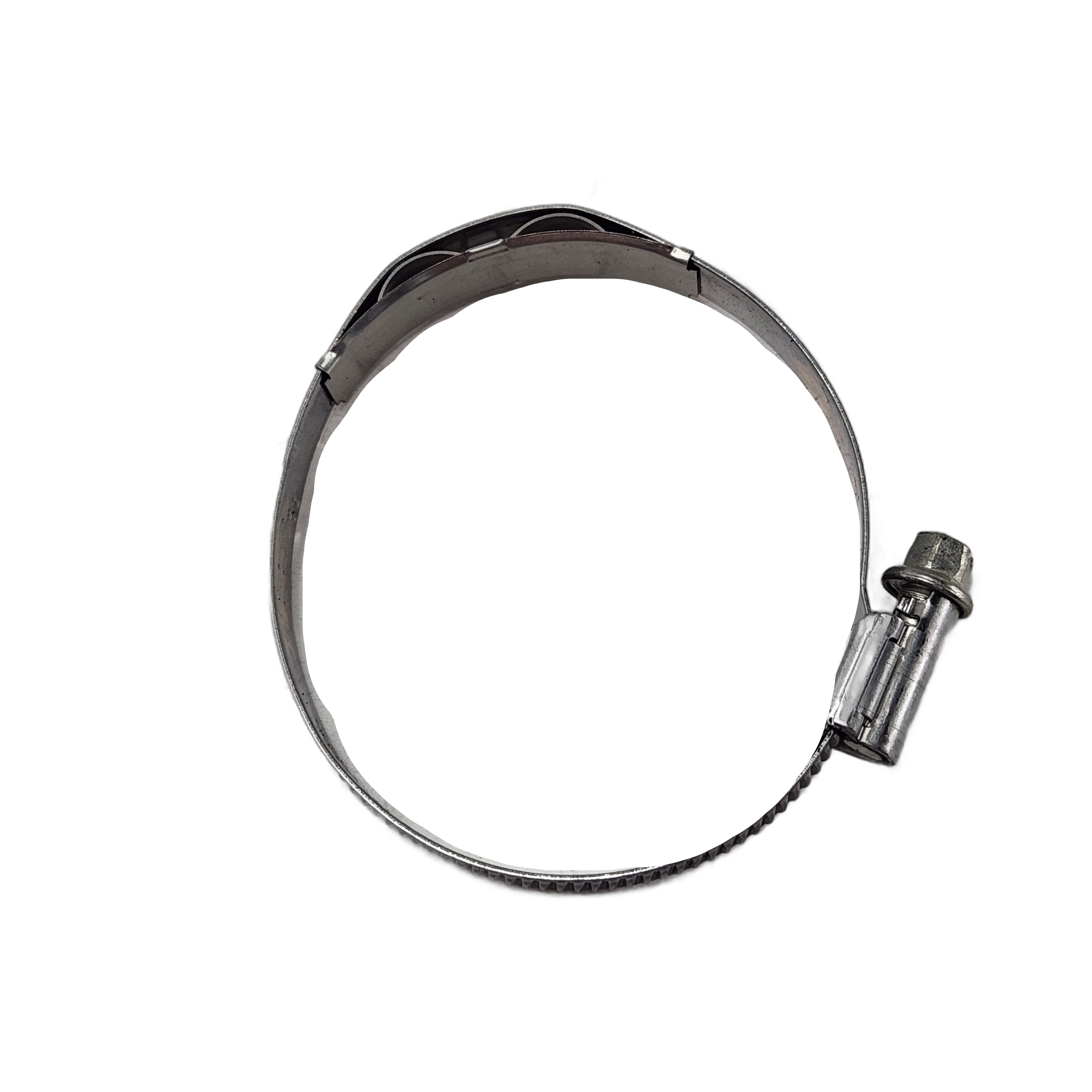 The Mounting Clamp by Can-Am, featuring a metal screw mechanism in an open circular design against a white background, is perfect for securing Can-Am ATV parts.