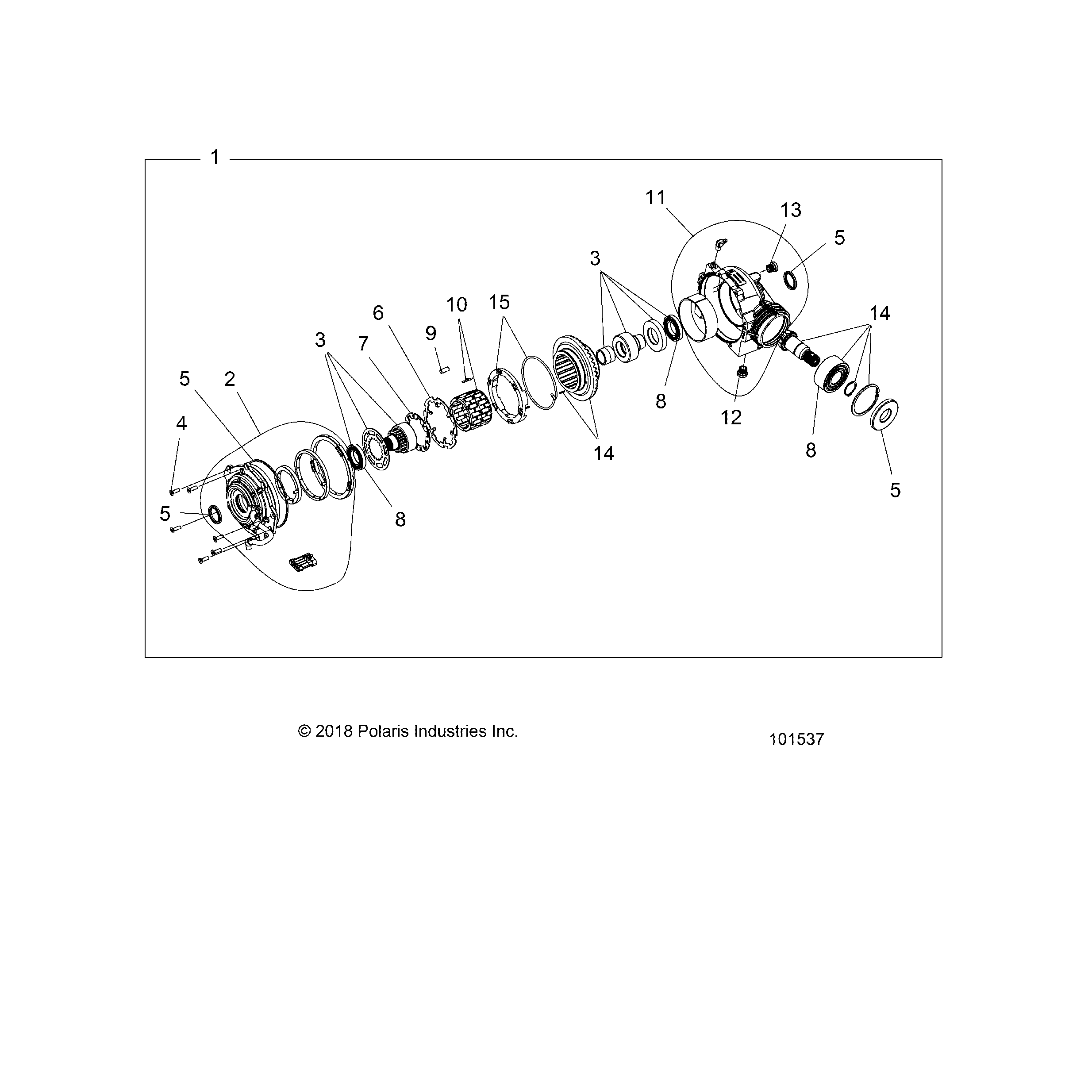 An Image of a Genuine Polaris Parts Schematic Diagram showing the schematic - DRIVE TRAIN: FRONT GEARCASE INTERNALS - 2026 POLARIS SPORTSMAN XP 1000 55"