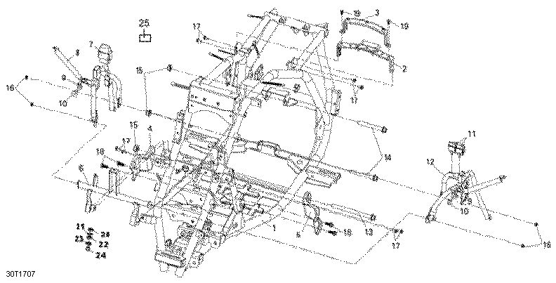 An Image of a Genuine Can-Am Parts Schematic Diagram showing the schematic - FRAME 