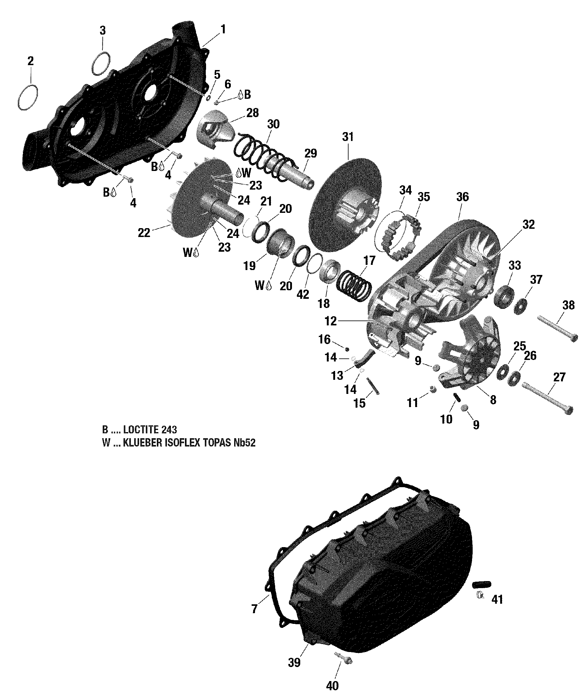 An Image of a Genuine Can-Am Parts Schematic Diagram showing the schematic - ROTAX - TRANSMISSION 211