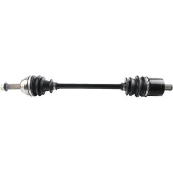 The Polaris Ranger EV 325 CV Axle Kit Complete OEM Replacement Standard Front Left & Right by Moose Offroad features a chromoly steel center shaft with rubber boots for constant velocity joints, shown isolated on a white background.