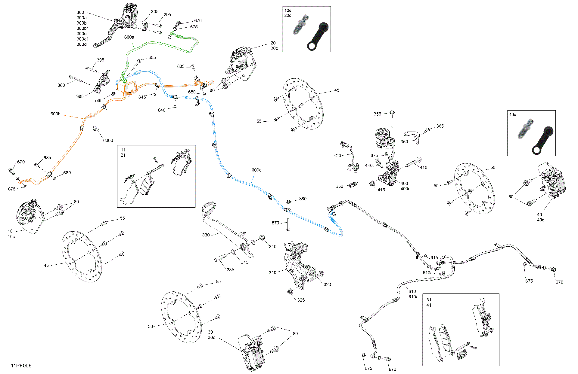 An Image of a Genuine Can-Am Parts Schematic Diagram showing the schematic - MECHANIC - BRAKE SYSTEM
