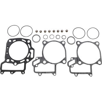 The Kawasaki Top End Gasket Set by Prox features a selection of precisely shaped gaskets and O-rings, neatly arranged for top-end rebuilds in automotive or motorcycle engines.