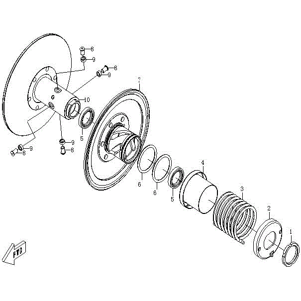 An Image of a genuine CFMOTO Parts Schematic Diagram showing the group - SECONDARY SHEAVE - 2016 CFMOTO CFORCE 500 SWB