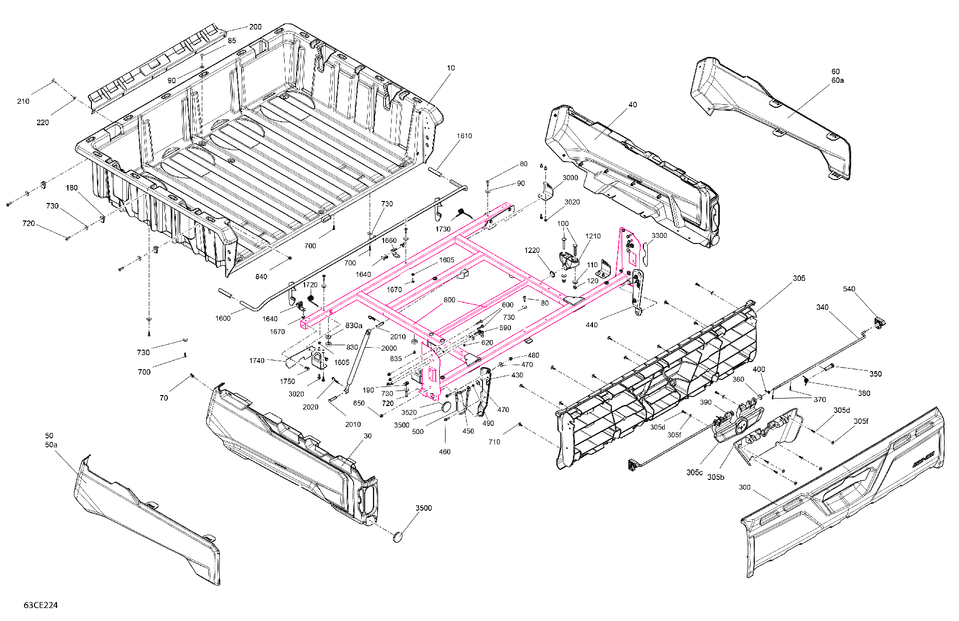 An Image of a Genuine Can-Am Parts Schematic Diagram showing the schematic - BODY - CARGO