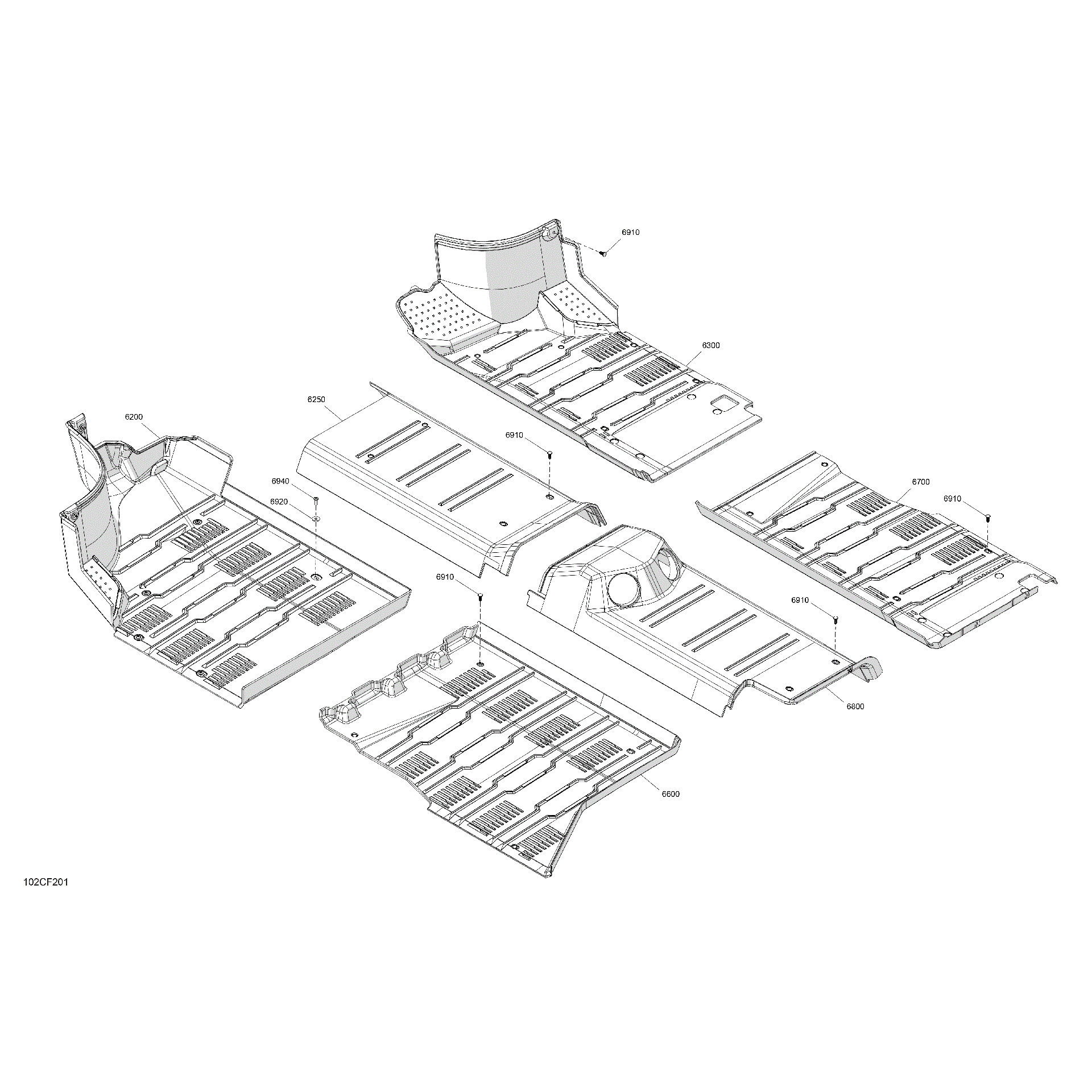 An Image of a Genuine Can-Am Parts Schematic Diagram showing the schematic - ENCLOSURE CAB - FLOORING
