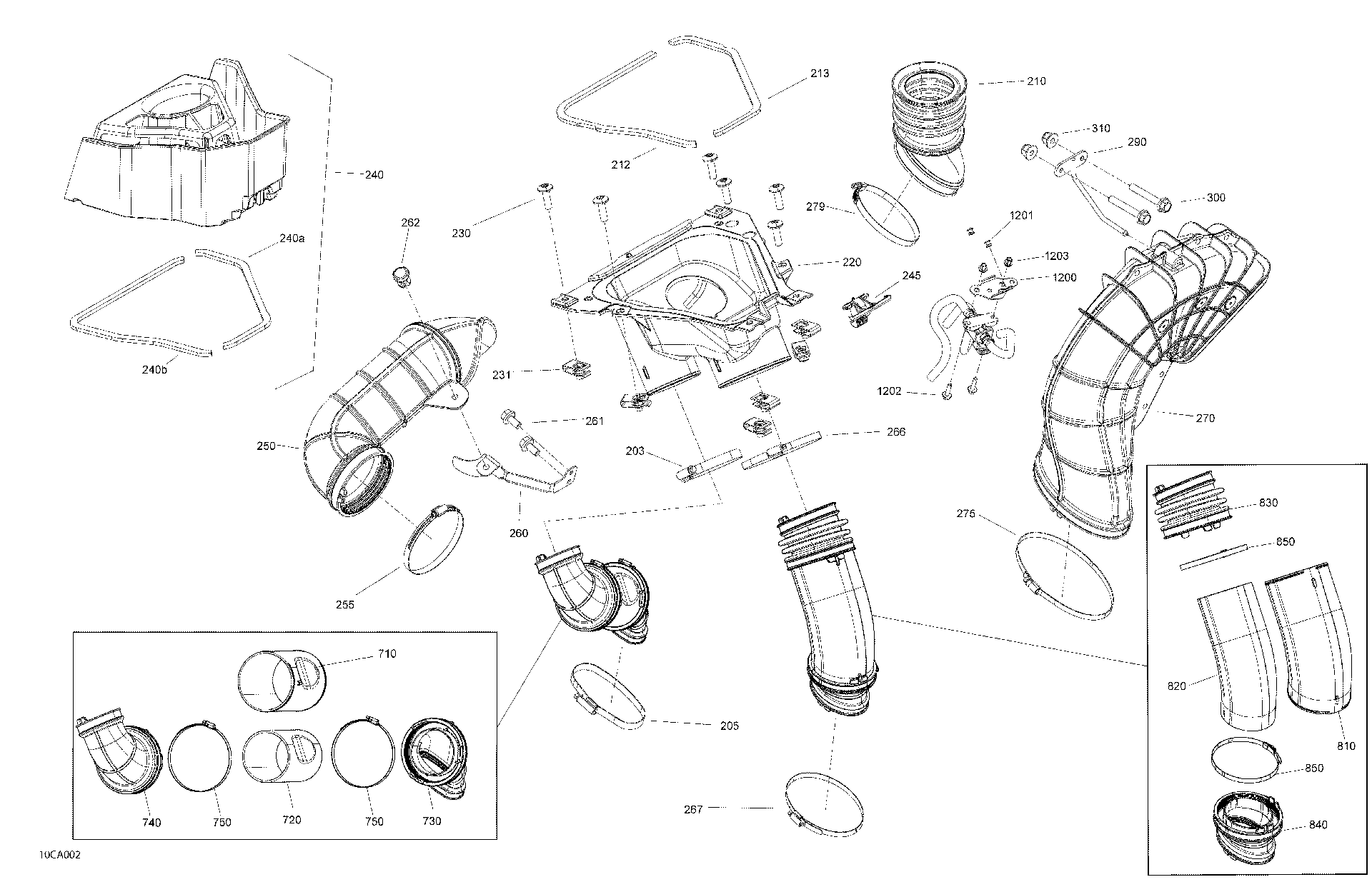 An Image of a Genuine Can-Am Parts Schematic Diagram showing the schematic - ENGINE - SYSTEM - AIR DUCT